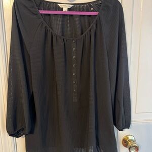 Charter Club Black Women's Textured  Top, L